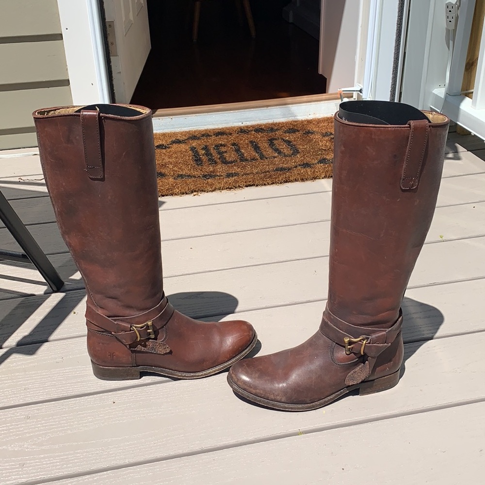 Frye | Brown Leather Riding Boots Belted Size 7